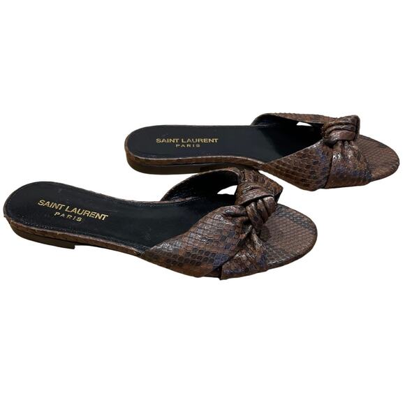 Saint Laurent Snake Skin Bianca Slides Women's Size 36 (US 6) Floor Model NEW - Picture 4 of 7